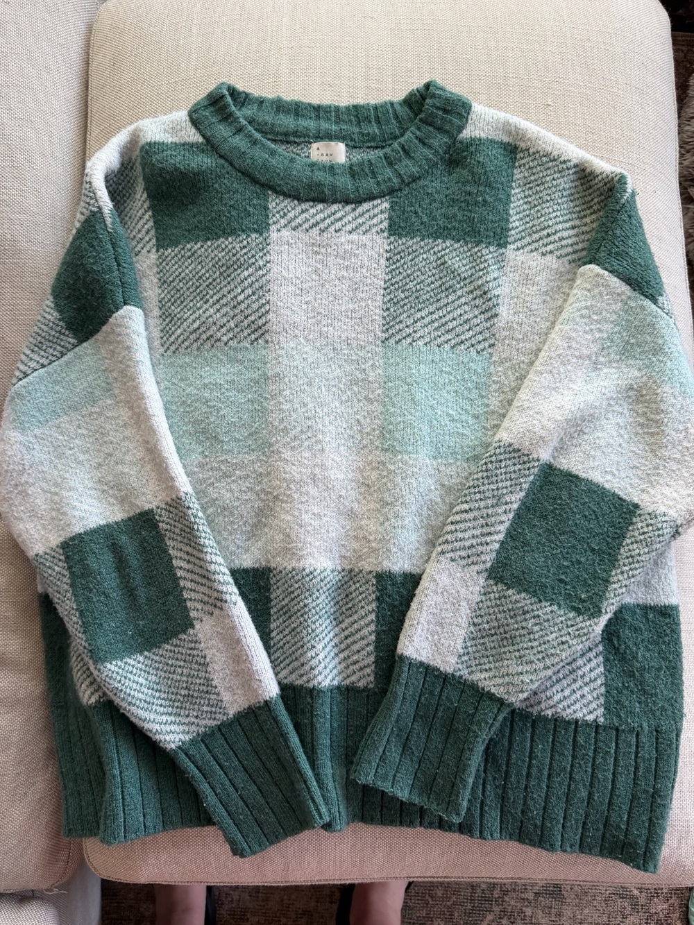Target a new day Green Plaid Crewneck Sweater